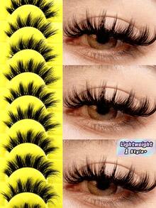 10 Pairs Russian Volume DD Curl False Eyelashes Thick Multilayer Dramatic Curly Strip Lashes Clear Band Fluffy Lashes For Makeup - Fluffy Lashes - View 1