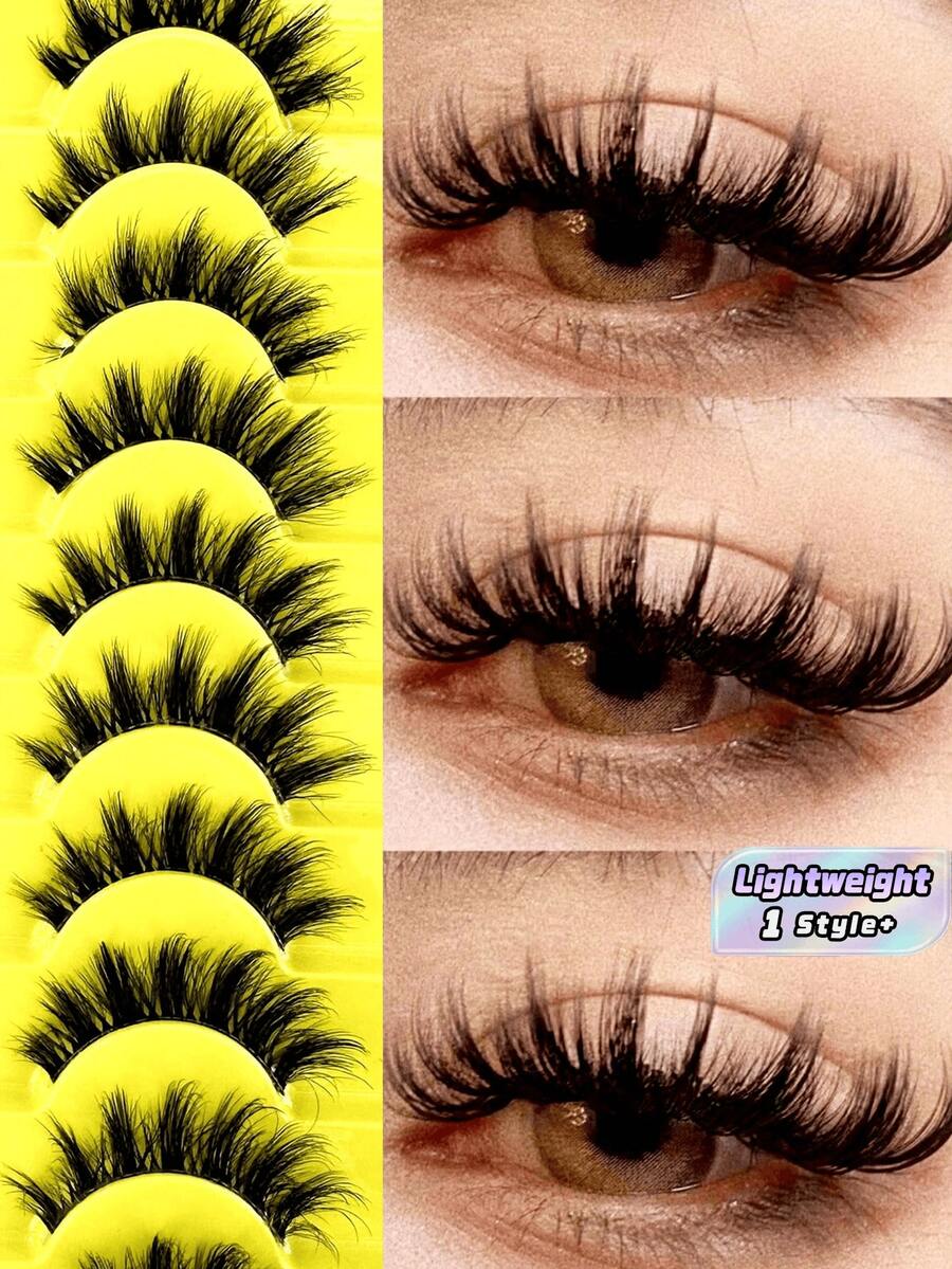 10 Pairs Russian Volume DD Curl False Eyelashes Thick Multilayer Dramatic Curly Strip Lashes Clear Band Fluffy Lashes For Makeup - Fluffy Lashes - View 1
