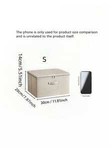 Foldable Storage Bin With Lid,Cloth Box For Clothes Toys Home Organization Cotton Linen Organizer For Bedroom Closet Living Room Storage Bins Space Saving Collapsible Storage Containers With Handles Decorative Storage Boxes Multi Purpose Organizer For Shelf Wardrobe - Beige - View 6