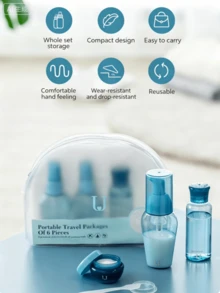 8-Piece Set Nordic Silicone Travel Dispenser Bottles, Soft Touch Unscented Refillable Cosmetic Containers, Suitable For Lotion, Shampoo, Cleanser And Shower Gel. Leak-Proof Portable Bathroom Accessories, TSA-Friendly Travel Essentials. - Multicolor - View 4