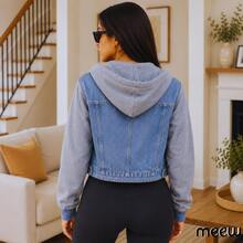 Demin Jacket, With Sleeves And Sweatshirt Cap, With Removable Hat, Sky Blue Color - azul cielo - View 2