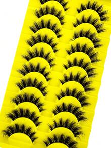 10 Pairs Russian Volume DD Curl False Eyelashes Thick Multilayer Dramatic Curly Strip Lashes Clear Band Fluffy Lashes For Makeup - Fluffy Lashes - View 2