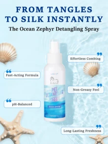 PETSIN Dog Detangling & Conditioning Spray – 5 Fl Oz, Leave-In Conditioner For Dogs & Cats, Removes Knots & Tangles, Softens & Adds Shine, Ocean Breeze Scent - View 3