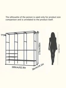 1pc Hanger & Storage Rack + Thickened Hook Set, Freestanding Space-Saving Structure, Quick Assembly Without Complex Tools, Black/White Stylish Design Matches Any Decor, Stores Clothes, Shoes & Accessories In One Step, Ideal For 92 Usage Scenarios, Recommended By 68 Home Tests, Strong Load Capacity & Sturdy Without Sway, Keeps Your Space Neat And Organized. - Multicolor - View 3