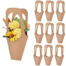 20PCS Kraft Paper Flower Bouquet Bags, Handled Flower Gift Bags, Rustic Wedding Party Decor, Birthday Anniversary Celebration Party Supplies, Baby Shower Party Decorations, Event Party Gift Packaging Bags - View 4