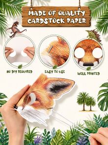 superFUNNYmarket Un set de (16 piezas) máscaras de papel con diseños de animales de dibujos animados, máscaras temáticas para juegos de rol en parques de vida silvestre, fiestas de cumpleaños, eventos con temática de zoológico, accesorios de vestir para varios animales de la selva (leones, tigres, pandas, zorros, elefantes, jirafas), sets de máscaras de papel desechables para Halloween, juegos deportivos, obras escolares, photocalls, regalos para fiestas - Multicolor - Ver 4