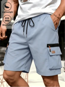 Gym Rark 1 pièce Short de sport décontracté bleu clair pour homme avec poches multiples et patchs de lettres, adapté à toutes les saisons, salle de sport - Bleu ciel - Voir 6