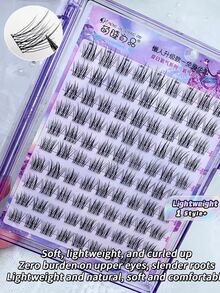 1 Set Large Capacity Glue Free Remover Free 12-13mm Self Adhesive Natural Lash Clusters Sweet Manga Style For Beginners Camera Ready Daily Makeup - D - View 1