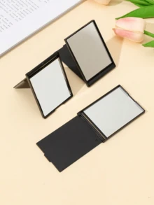 Folding Small Mirror, Portable Bag Makeup Mirror, Pocket Mirror, Travel Essential, Dressing Mirror - Black - View 8