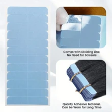 240pcs Hair Extension Tape Refill, Double-Sided Hair Extension Tape, Human Hair Extension Tape, Hair Wig Tape, Hair Extension Replacement Tape, Hair Styling Tools (Blue), 60-240pcs - Blue - View 7