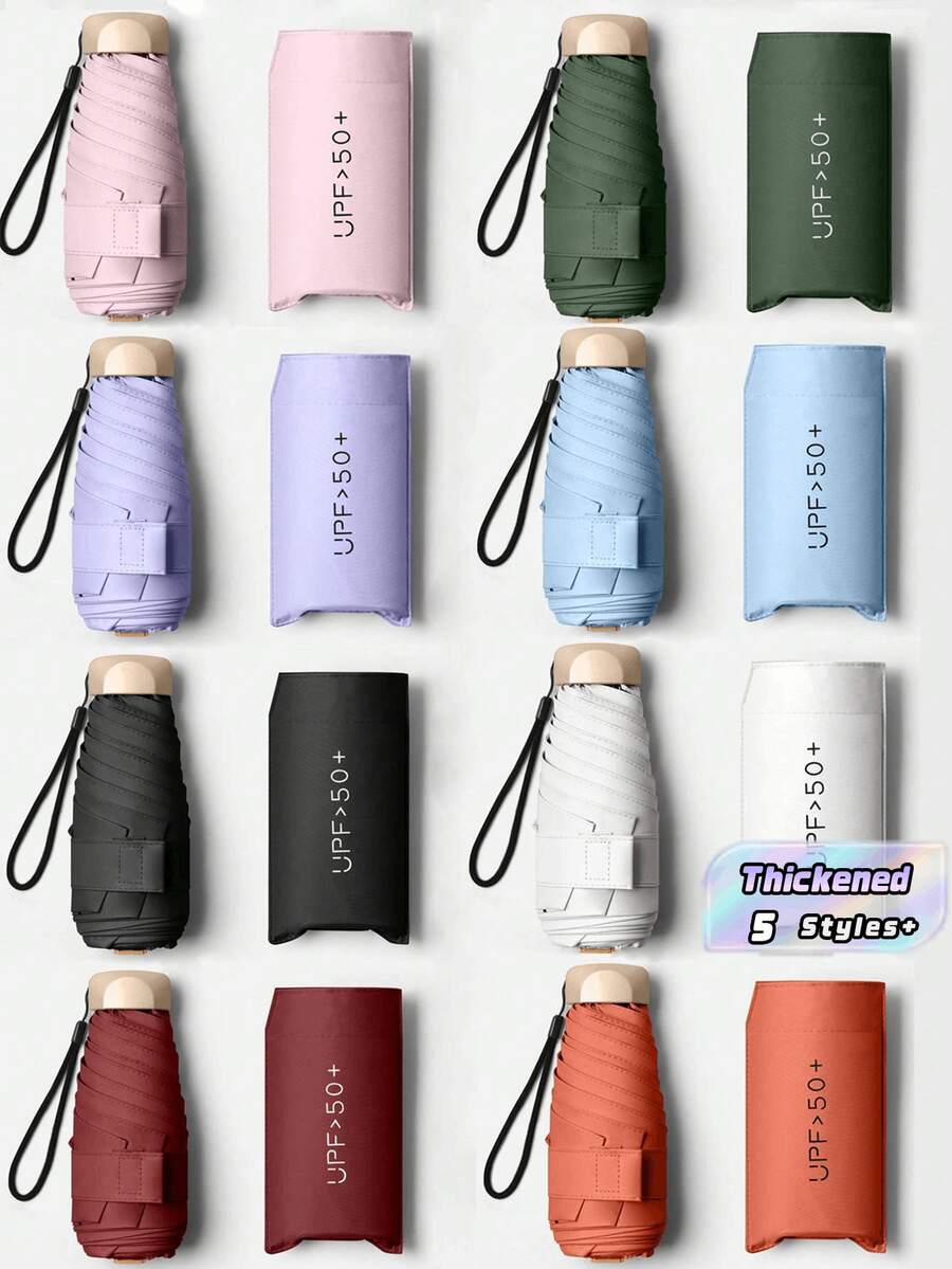 1pc Mini Travel Umbrella, Foldable Umbrella, Outdoor Portable Sunshade Umbrella, UV Protection Sunshade Umbrella, With Storage Bag, Sun Protection,Essential For Travel, Suitable For Outdoor, Travel, Summer Sun Protection, Windproof And Waterproof