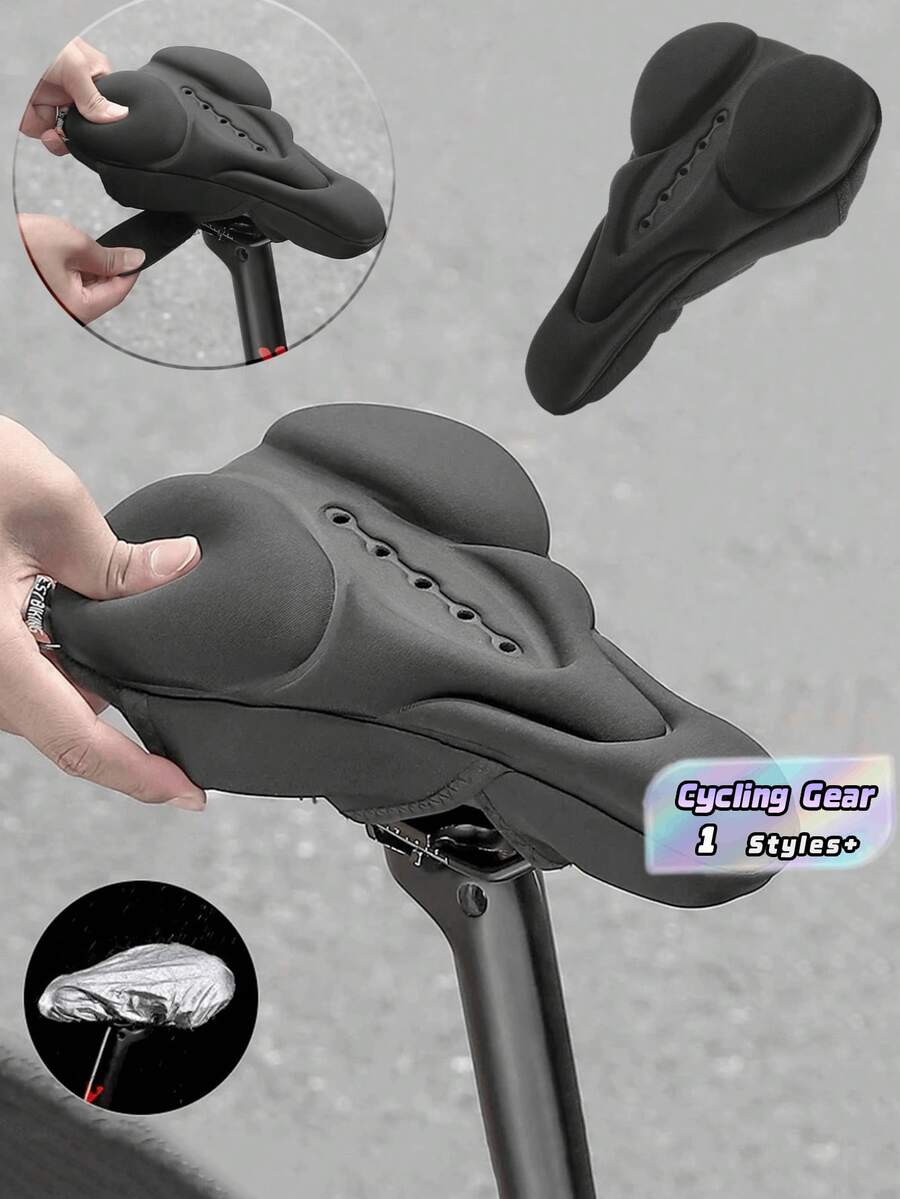 Capa de Selim de Bicicleta, Silicone de Alta Elasticidade. Capa de Selim Respirável e Absorvente de Choque para Bicicleta de Montanha/Estrada, Equipamento de Ciclismo, Capa de Selim de Bicicleta de Alta Elasticidade, Capa de Assento Macia de Espuma Grossa, À Prova d'Água, Projetada Especialmente para o Escroto, Almofada de Assento Escrotal, Prevenção da Fadiga Escrotal para Ciclismo de Longa Duração, Capa de Selim Respirável e Absorvente de Choque para Bicicleta de Montanha/Estrada, Equipamento de Ciclismo - Multicolorido - Visão 1