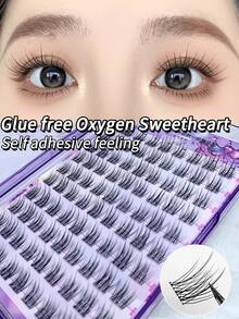 1 Set Large Capacity Glue Free Remover Free 12-13mm Self Adhesive Natural Lash Clusters Sweet Manga Style For Beginners Camera Ready Daily Makeup - D - View 4