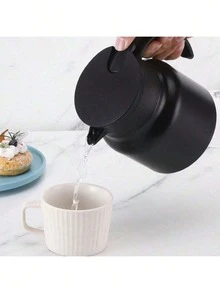 1pc Stainless Steel Coffee Pot, Small Teapot With Press Switch, Household Old White Tea, Aged Pu-Erh Tea Infuser Pot, Large Capacity - Black - View 7