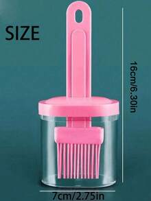 1PC Random Color Portable Barbecue Oil Brush,Oil Brush With Storage Box,High Temperature Resistant Silicone Bottle Brush,For Camping Barbecue, Salad, Roasting, Cooking, Frying, Baking, Party - multicolor - View 2