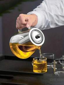 A High-Borosilicate Heat-Resistant Glass Teapot With A Stainless Steel Strainer, Suitable For Home, Kung Fu Tea, Family, Restaurant, Camping, And Office. Heat-Resistant Teapot, Triangular Teapot That Can Be Heated Directly On An Open Flame And Frozen In The Refrigerator. - Transparent 1 - View 5