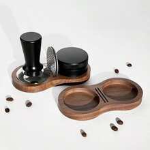 Alas Pemadat Kopi, Tempat Penahan Pemadat Kopi dari Kayu, Aksesoris Kopi - coklat tua - View 2