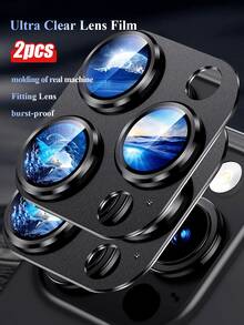 2PcsHigh Efinition Anti Scratch Drop Proof Shockproof Decorative Protective Blue Camera Lens Sticker For IPhone 11 12 13 14 15 16 16 Plus 16 Pro 16 Pro Max 17 17 Air 17 Pro 17 Pro Max Daily Use Phone Accessory - Blue - View 17