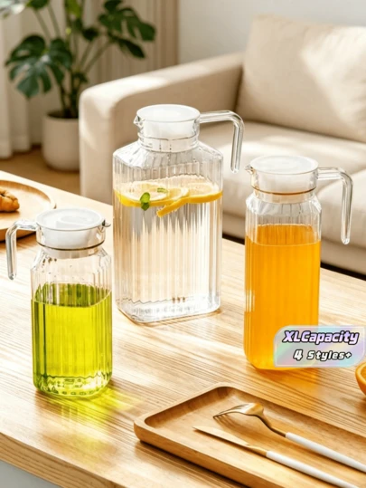 1PC Cold Water Jug With Lid Large Capacity Juice Jug Large Capacity Beverage Dispenser With Lid, Cold/Hot Drink Water Pitcher, Shatterproof - Ideal For Storing And Serving Chilled/Heated Drinks, Juice, Tea, Milk