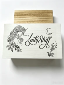 1 st stor kapacitet dubbelskiktad träförvaringslåda med lock flerfärgad avtagbar skiljevägg modern feminin servettorganisatör för kvinnor flickor sovrum badrumsbänkorganisation caddy tidy - Multifärgad - Visa 2