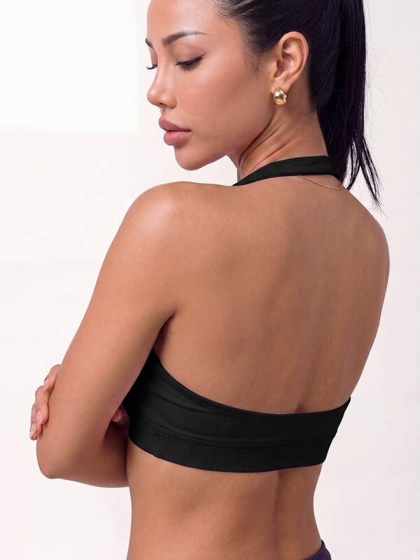 vetega Top deportivo halter de espalda descubierta para mujer, sujetador fitness ajustado de secado rápido para yoga y entrenamiento diario