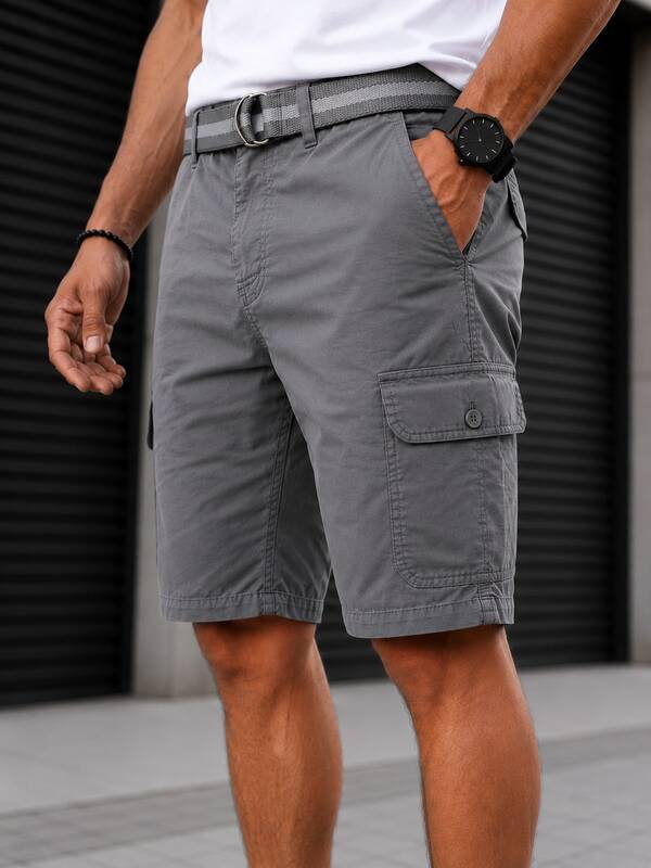 Bermuda Cargo Caballero Con Cinturón Casual Urbana Multi Bolsas