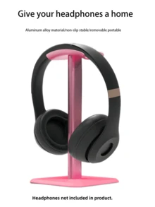 Teckwe 1Pc Gaming Headset Stand TPU Soft Rubber Aluminum Alloy Material Headphone Stand - Pink - View 3