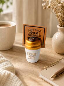 Haus Hana 1pc/2pcs Coffee Cup Wooden Memo Holder, Desktop Photo Clips, Business Card Stand, Note Clamp For Desk, Office, Home, Kitchen, Vintage Farmhouse Decor, Gift For Office Workers - Multicolor - View 6