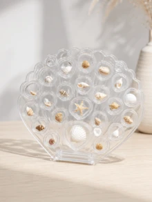 Haus Hana Exquisite Shell Shaped Magnetic Storage Case, High Transparent Smooth Acrylic Display Box, Tight Magnetic Suction Closed Container, Dust Proof Visible Desktop Collection Holder, Ocean Style Decorative Display Frame, Fine Polished Hard - Multicolor - View 2