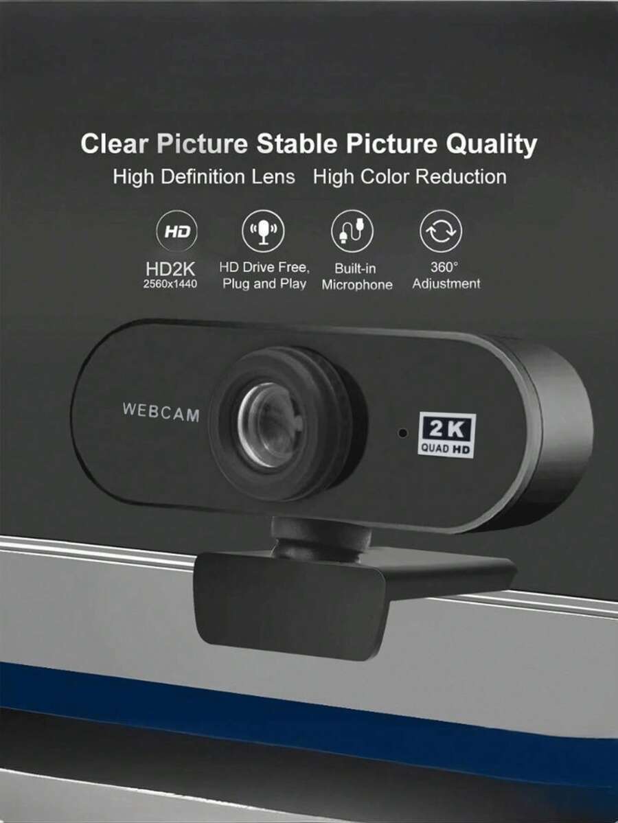 Teckwe 1 pièce Webcam en plastique ABS de haute qualité, disponible en petites résolutions 1080P et grandes résolutions 2K, avec autofocus et connectivité USB plug-and-play. Convient pour la vidéoconférence, la diffusion en direct et d'autres travaux à distance, les réunions en ligne et l'utilisation au bureau à domicile. Un produit de technologie numérique, un accessoire informatique et essentiel pour les appels vidéo. - Multicolore - Voir 1