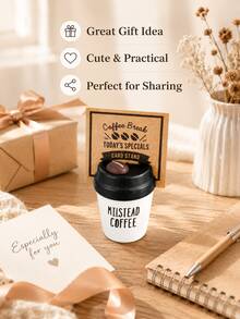 Haus Hana 1pc/2pcs Coffee Cup Wooden Memo Holder, Desktop Photo Clips, Business Card Stand, Note Clamp For Desk, Office, Home, Kitchen, Vintage Farmhouse Decor, Gift For Office Workers - Multicolor - View 2
