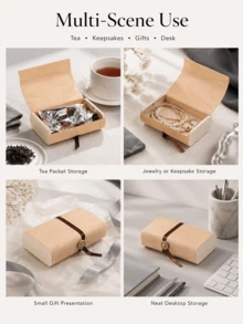 Haus Hana Softened Birch Bark Wooden Gift Boxes, Handmade Natural Wood Storage Containers For Candy, Tea, Cookies, Bread & Cake, Rustic Decorative Packaging Box For Wedding Favors, Party, Holiday, Birthday, Dessert & Snack Presentation - Multicolor - View 7