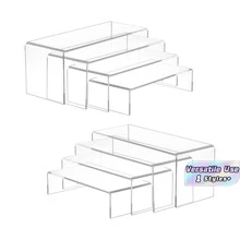 5 Pieces Clear Acrylic Display Risers, Rectangular Tabletop Display Stand Suitable For Collectibles Figures Jewelry Cupcake Dessert Home Decoration Storage Organizer - View 1