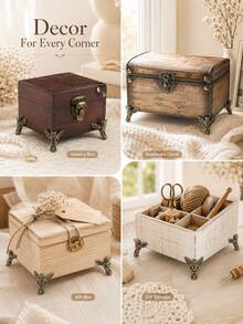 superFUNNYmarket Vintage Zinc Alloy Box Feet & Corner Protectors, Antique Bronze/Gold Ornate Metal Legs, Durable Rust-Resistant Hardware For Wooden Chests, Storage Boxes, Furniture, Handmade Crafts, Antique Reproductions & DIY Projects, Easy To Install - multicolor - View 6