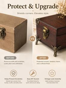 superFUNNYmarket Vintage Zinc Alloy Box Feet & Corner Protectors, Antique Bronze/Gold Ornate Metal Legs, Durable Rust-Resistant Hardware For Wooden Chests, Storage Boxes, Furniture, Handmade Crafts, Antique Reproductions & DIY Projects, Easy To Install - multicolor - View 7