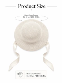 Muroi Mono Elegant French Retro Style Lace Sun Hat, Solid Color Flat Top Bridal Fascinator Hat, Hollow Out Lightweight Mesh Ribbon Hat With Adjustable Chin Strap - Multicolor - View 5