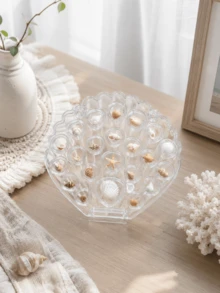 Haus Hana Exquisite Shell Shaped Magnetic Storage Case, High Transparent Smooth Acrylic Display Box, Tight Magnetic Suction Closed Container, Dust Proof Visible Desktop Collection Holder, Ocean Style Decorative Display Frame, Fine Polished Hard - Multicolor - View 3