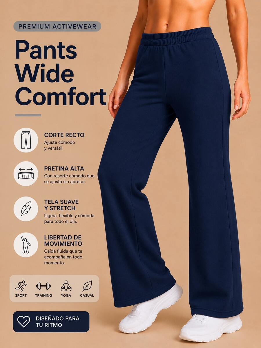 Super Soft And Sport Straight Pants - 藏蓝色 - 查看 1