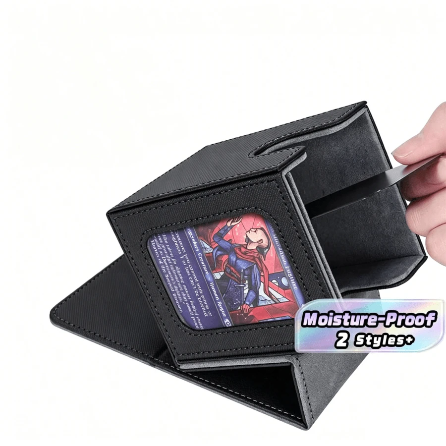 Hộp đựng bài MTG có cửa sổ trưng bày Commander, làm bằng da, chứa được 100 lá bài TCG đã được bọc hai lớp. - màu đen - Xem 1