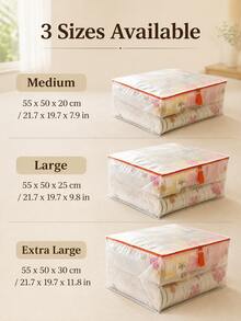 Haus Hana Large Capacity Clear Foldable Clothes Storage Bag, Moisture Resistant Dustproof Quilt Organizer With Visible Window & Pull Tab, Space Saving Case For Blankets, Jackets, Pillows, Towels, Linens, Closet, Wardrobe, Under Bed, Moving & Travel - Multicolor - View 4