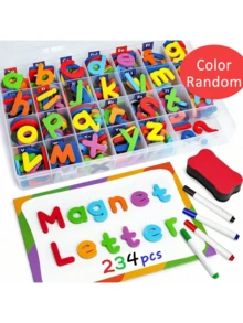 MINKOJA MINKOJA 114/234 Pieces Back To School Season Magnetic Alphabet Double-Sided Panel, Upper And Lower Case Foam Letters ABC Fridge Magnet, Educational Toy Set Classroom Children To Learn Spelling, With Magnetic Board And Storage Box - Multicolor - View 7