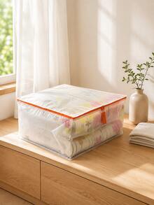 Haus Hana Large Capacity Clear Foldable Clothes Storage Bag, Moisture Resistant Dustproof Quilt Organizer With Visible Window & Pull Tab, Space Saving Case For Blankets, Jackets, Pillows, Towels, Linens, Closet, Wardrobe, Under Bed, Moving & Travel - Multicolor - View 10