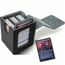 Hộp đựng bài MTG có cửa sổ trưng bày Commander, làm bằng da, chứa được 100 lá bài TCG đã được bọc hai lớp. - màu đen - Xem 5