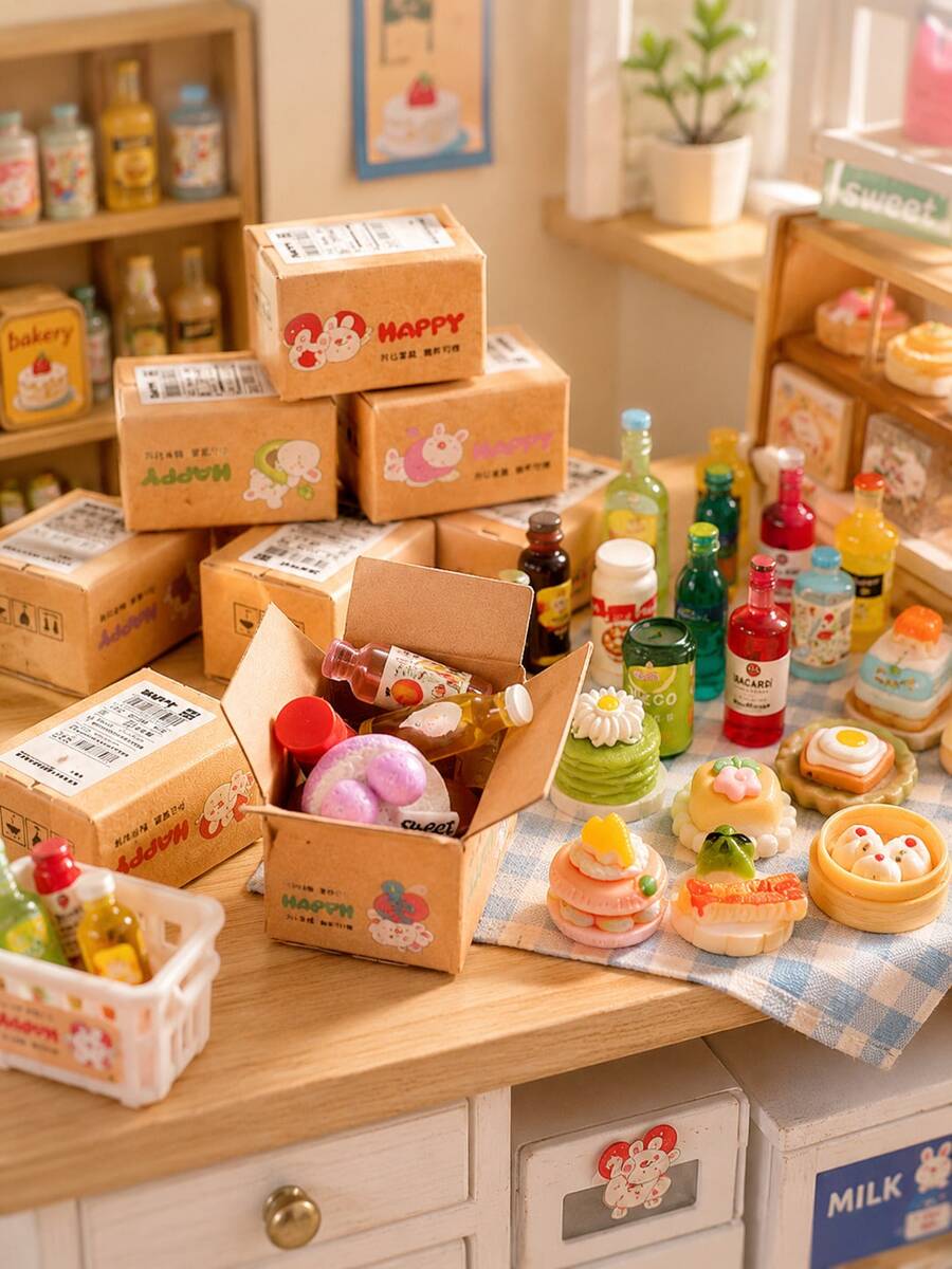MINKOJA 1pc/2pcs Bộ đồ ăn & thức uống hộp chuyển phát nhanh mini, mô hình hộp carton mini mô phỏng, đồ trang trí cảnh nhà búp bê, đạo cụ đồ chơi lưu trữ đồ ăn nhẹ và thức uống thu nhỏ - Nhiều màu - Xem 1