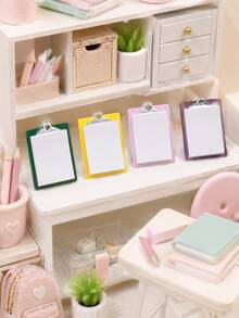 MINKOJA 1/4Pcs Mini Dollhouse Study Accessories. This Miniature Writing Clipboard Comes In Four Colors. Exquisite Details Make It An Essential Decoration For Miniature Study Rooms And Desktops - Multicolor - View 3