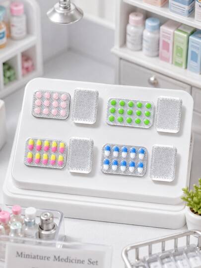 MINKOJA 1/4Pcs Miniature Simulation Pill Models For Dollhouse, Various Colors, Exquisite Workmanship And Realistic Design, Perfect For Dollhouse Decorations, DIY Ornaments And Scene Shooting Props
