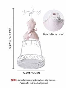 Muroi Mono 1Pc Dress Form Jewelry Stand, Metal Wire Earring Holder, Mannequin Necklace Organizer With Tray, Ring Bracelet Display Rack, Dresser & Boutique Decor - Multicolor - View 3