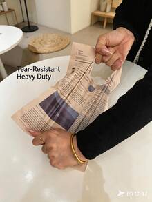 Haus Hana 2pcs Newspaper Pattern Frosted Plastic Handbag, Portable Carry Pouch For Underwear, Jewelry & Cosmetics - View 6