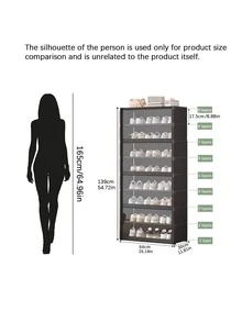 1 Dust-Proof Shoe Rack, Storage Shelf, Space-Saving, Sturdy And Stylish, Easy To Assemble And Disassemble, Portable, Suitable For Living Room, Bedroom, Entrance, Office And Home, Multi-Layer Storage, Holiday Gift - Multicolor - View 3