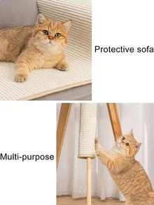 Upright Mounted Sisal Cat Scratching Board - , Non-Shedding Cat Scratcher Alternative To Sisal Cat Bed, Protects Furniture, Carpets, Sofa From Scratching - khaki - View 7